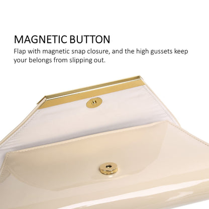Patent Leather Envelope Clutch Womens Evening Handbag Stylish Shoulder Bag Purse for Christmas Wedding Party Prom(Nude 265)