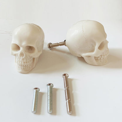ZILucky 2 Pack Skull Drawer Knobs, Cabinet Knobs, Drawer Pulls, Halloween Home Decor, Skeleton Home Decor, Witchy Decor (2, Grayish White)