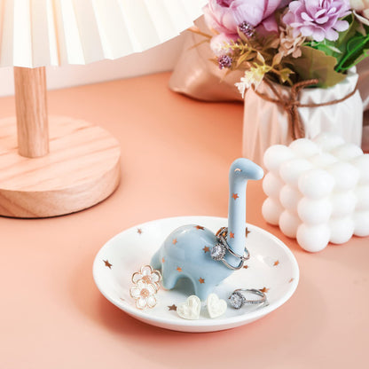 PUDDING CABIN Dinosaur Ring Holder for Jewelry, Gifts for Women Girls Birthday Wedding Graduation Valentines Bday Gift, Jewelry Dish Tray for Rings Bracelets Necklace Organizer