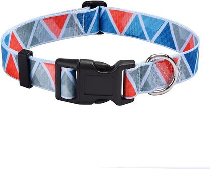 MarukoPet Dog Collar, Adjustable for Small Medium Large Dogs Puppy, Cute Design with Bohemia Floral Tribal Geometric Patterns Boys Girls Dog Collar(Impression Triangle-XS)