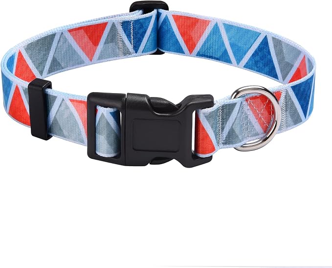 MarukoPet Dog Collar, Adjustable for Small Medium Large Dogs Puppy, Cute Design with Bohemia Floral Tribal Geometric Patterns Boys Girls Dog Collar(Impression Triangle-S)