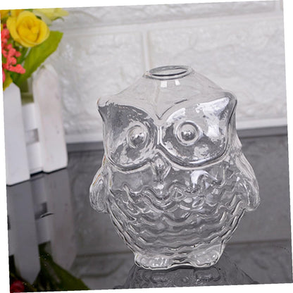STOBAZA 2pcs Owl Shaped Glass Vase Hydroponic Flower Arrangement Holder 9x7.5x8.5cm Desktop Decorative Plant Terrarium for Home Office
