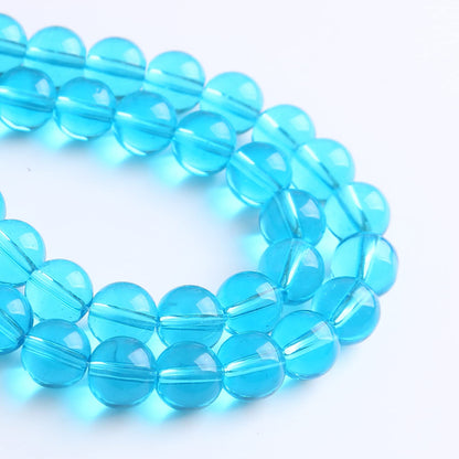 8MM 46PCS Light Blue Glass Spacer Loose Beads for Jewelry Making DIY Bracelet Necklace