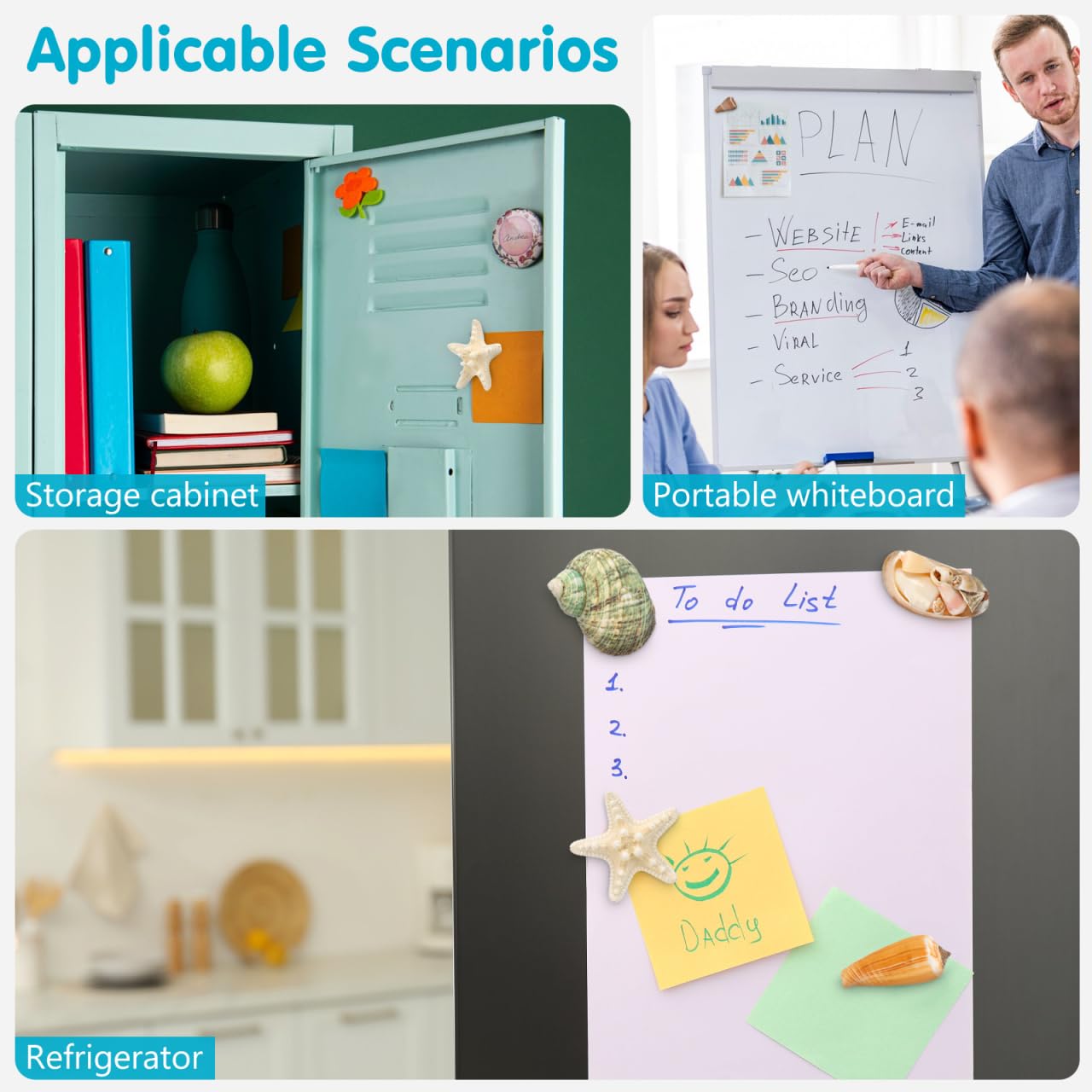 NUOBESTY Fridge Magnets 3D Seashell & Star Fish Set, Refrigerator Magnets with Magnetic Backing Coastal Decor for Kitchen Office Classroom Whiteboard Locker (7 Pcs Random Style)