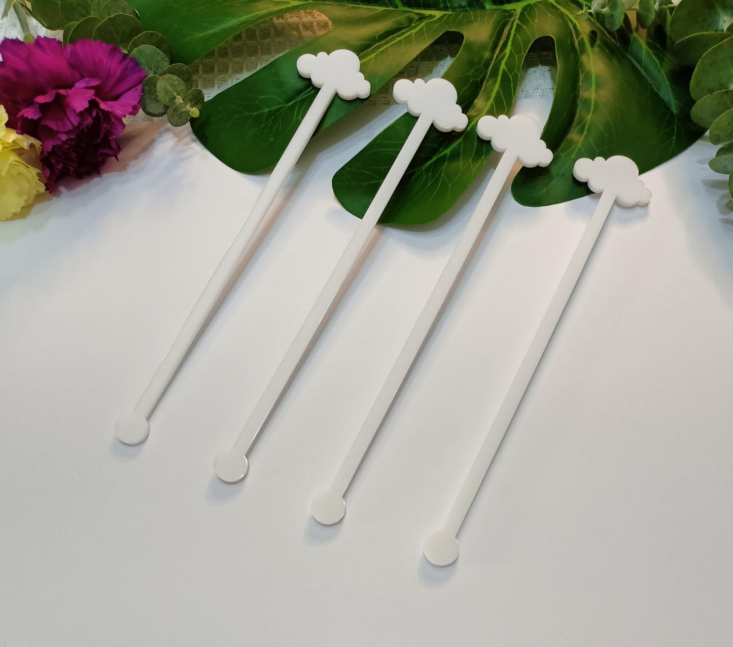 Cloud Drink Stirrers,Acrylic Stir Sticks for Engagement Party,Party Decor,Baby shower,Bridal Shower,Birthday (White)