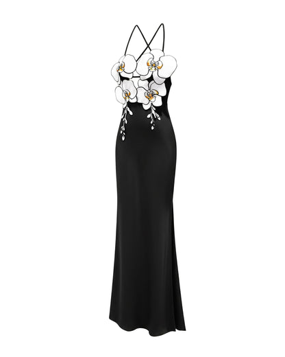 JW PEI Women's Orchid Embroidered Dress – Black/White