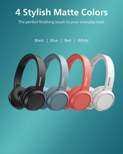 PHILIPS H4205 Wireless Headphone,On-Ear Bluetooth Headphone with BASS Boost,Quality Sound,32mm Drivers,29-Hour Battery Life,Fast Charging,Lightweight,Adjustable Cushioned Headband,Soft Ear Cups,Black