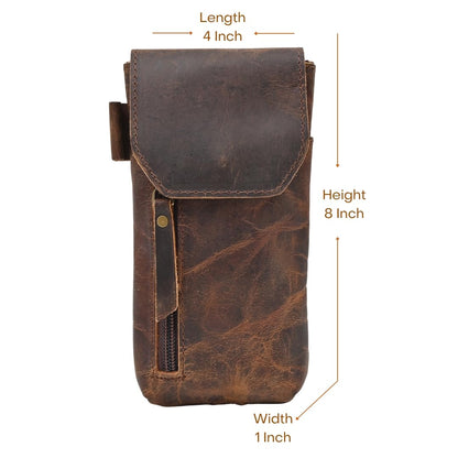 Autentico Genuine Leather Phone Holster Pouch with Belt Clip Cell Phone Cover 8X4 Magnetic Closure ID Card Holder Brown Universal Case for iPhone Samsung Galaxy Google Pixel Leather All Smart Phones