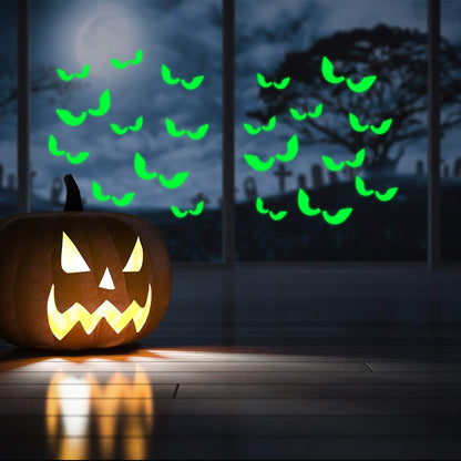 Halloween Glow in The Dark Wall Stickers Set 4 Pieces Ghost Hands Shape Luminous Stickers and 18 Pairs Peeping Eyes Fluorescent Wall Stickers Spooky Window Clings Stickers for Halloween Party Favor