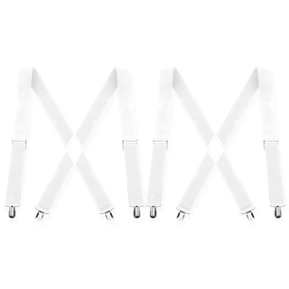 Diulinep Heavy Duty Suspenders - 2 Pack White, Ideal for Men & Women, Perfect for Under Clothing & 1920s Accessories