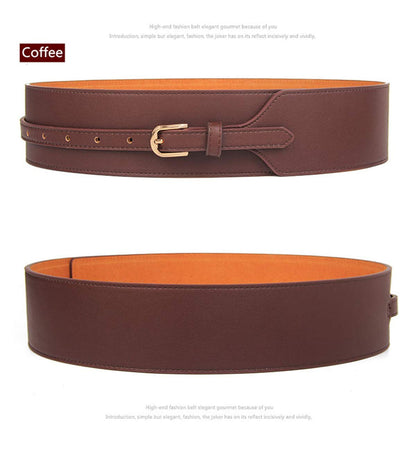Toptim Women Wide Knotted Belt Design PU Leather Waistbands Simple Width Belt (Black & Brown, Waist 34-39")