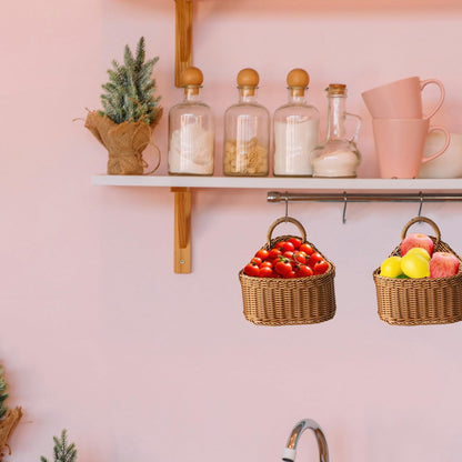 Reicyfang 2 Pcs Hanging Storage Baskets, Potato Garlic Onion Pantry Storage Baskets, Wall Decorative Storage Basket, Washable Decorative Basket Woven Wall Basket Kitchen Bin for Kitchen, Living Room