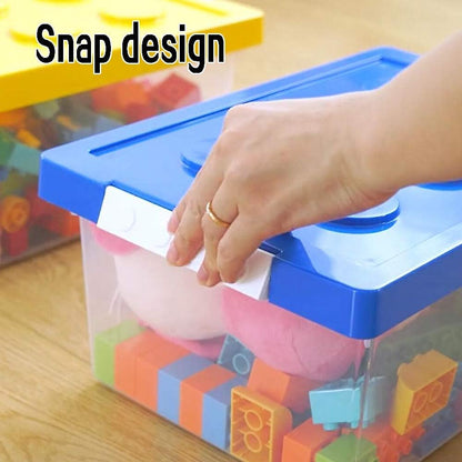 loobuu Plastic Storage Bins with Lids - Stackable Toy Storage Organizer Box Set of 2, Toy Chests with Compatible Building Baseplate and Lid, Storage Container for Building Bricks - Yellow+Green