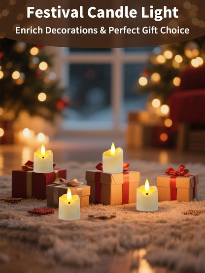 Rechargeable Flameless Tea Light Candles with Timer Remote, 1.5"x2.2" Electric Fake Flickering Votive Candles for Anniversary Wedding Centerpiece Table Decor Funeral Halloween Christmas, ivory, 6 Pack