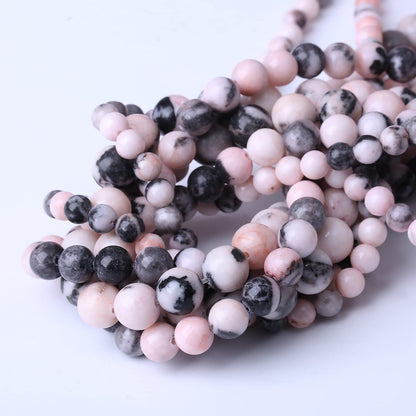 36PCS 10MM Natural Pink Zebra Jaspers Beads Round Loose Stone Beads for Jewelry Making DIY Energy Stone Healing Power Bracelet 15"