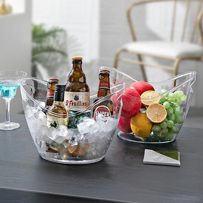 2 Pcs Ice Bucket 4 Liter Champagne Wine Bucket Clear Acrylic Beverage Tub Party Drinks Ice Tub for Wine, Champagne or Beer Bottles Bar Supplies