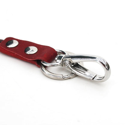 Badge Holder: Boshiho Cowhide Leather ID Badge Card Holder with 19" Neck Lanyard, Horizontal Style (Red)