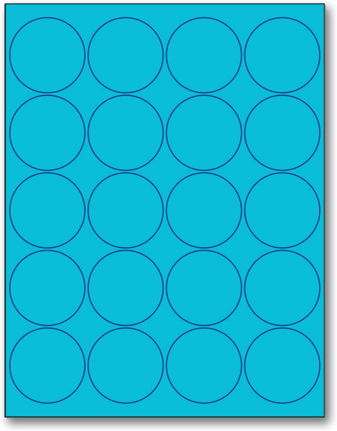 NextDayLabels - 8-1/2 x 11 Neon Color High Light Fluorescent Labels for Laser & Inkjet Printer (Blue Fluorescent, 2" Round - 20 Per Page | 500 Labels)