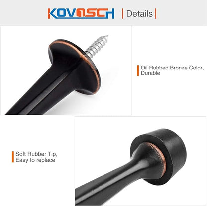 2 Pack Solid Rigid Door Stops - Heavy Duty Door Stoppers Wall Protector with Soft Rubber Tips, Oil Rubbed Bronze