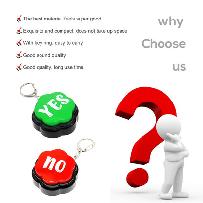 ANLIKY Yes No Sound Buzzers, Portable Keychain Buttons with Sound, Answer Buzzers Set of 2, Buzzers for Game Show