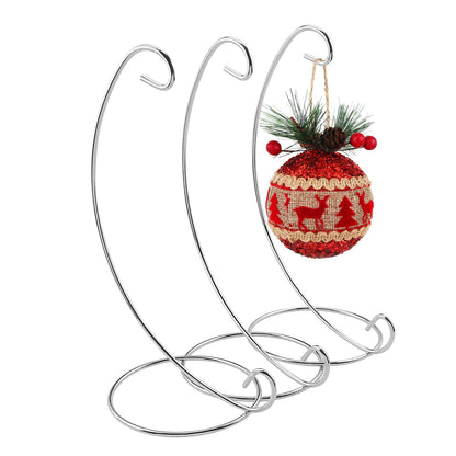 Abom 9in Ornament Display Stand, Tabletop Ornament Hanger, Terrariums Holder, Silver Hanging Hook for Christmas & Halloween Decoration, Glass Crystal Witch Ball, Home Wedding, Party Decor (3 Pack)