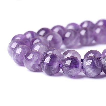 8MM 45PCS Purple Amethyst Dream Lace Beads Natural Quartz Crystal Stone Loose Beads for Jewelry Making DIY Bracelet Grade A+ 15 inches Strand