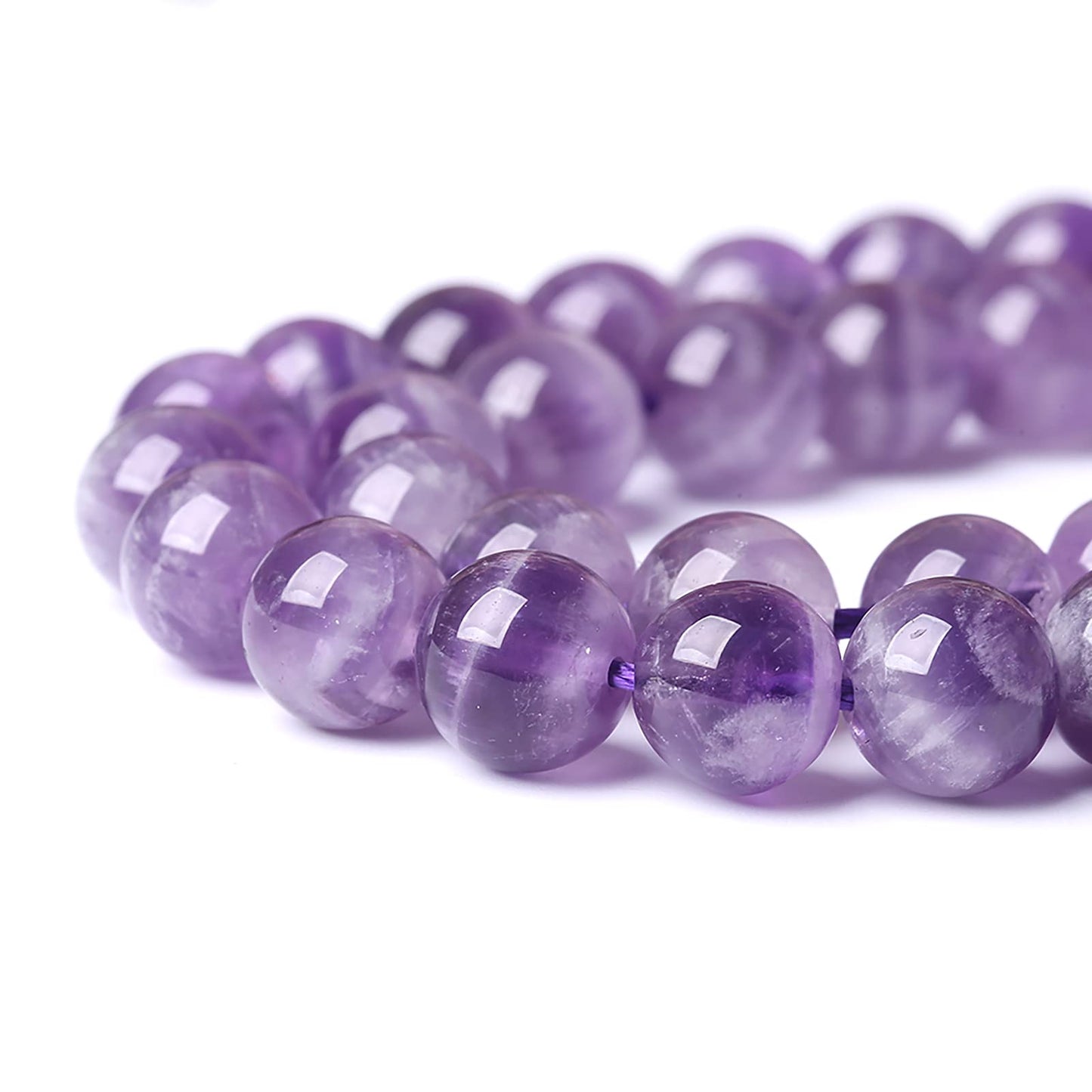 6MM 61PCS Purple Amethyst Dream Lace Beads Natural Quartz Crystal Stone Loose Beads for Jewelry Making DIY Bracelet Grade A+ 15 inches Strand