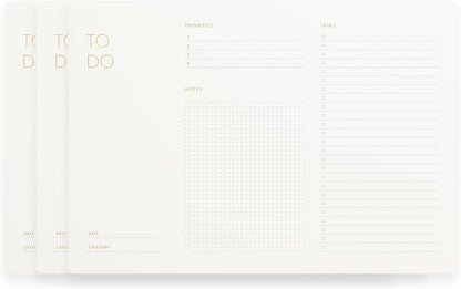 Elegant To Do List Notepad with Mouse Pad Feature, 3 Pack, 11.22" x 7.87", 50 Tear-Off Sheets (50 Each), Gold Foiled, Daily Planning, Eco-friendly To Do List Planner, FSC™ Certified To Do List Notebook for Work