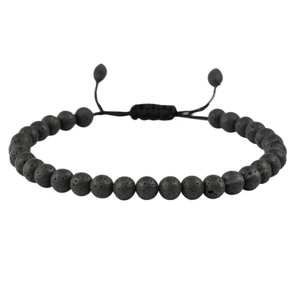 Amazing Gemstone Lava Stone Anklet Ankle Bracelets for Women - Waterproof Beaded Healing Crystal Anklets, Plus Size Chakra Gemstone Bead Anklet (Stretchy Adjustable - Plain)