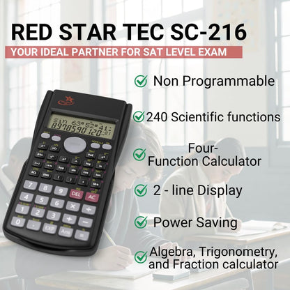 SC 216 Non Graphing Scientific Calculator for School by Red Star Tec (2 Pack Bundle)