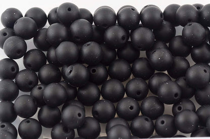 Natural Stone Beads 100pcs 10mm Matte Black Onyx Agate Dull Polish Round Real Stone Beading Loose Gemstone DIY Smooth Beads for Bracelet Necklace Earrings Jewelry Making (Matte Black Onyx, 10mm)