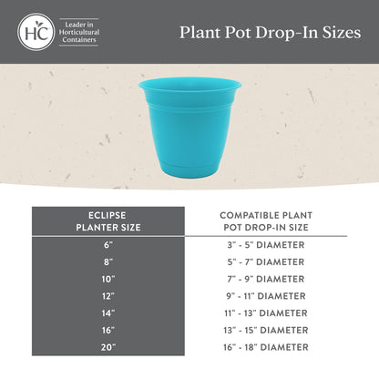 The HC Companies Eclipse Round Planter with Saucer - Outdoor & Indoor Plant Pot with Drainage Holes - Lightweight, UV-Resistant Plastic Pots for Plants, Flowers & Herbs (16" Slate Blue, Pack of 1)