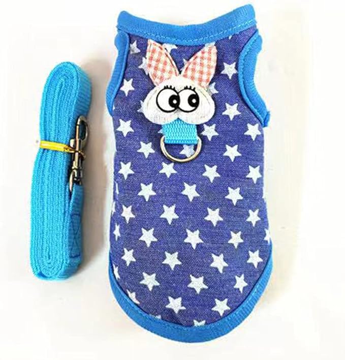 Small Animals Harness Warm Hamster Clothes Blue Guinea Pig Harness and Leash Set Small Pets Outfits for Mouse Rats Hedgehog Squirrel and Small Breeds,M