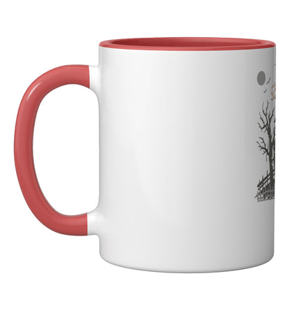 Halloween Boys Men Dabbing Skeleton Skull Rib Cage Dab Dance Ceramic Mug, Red/White
