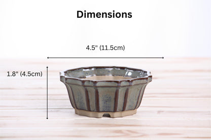 Willow Bonsai Ceramics Flower Design Bonsai Pot 4.5 Inch – Elegant Ceramic Bonsai & Succulent Planter, High‑Fired Frost‑Proof Stoneware with Drainage & Wiring Holes, Handmade in USA (Starry Night)