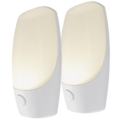 Energizer Manual On/Off LED Night Light Plug-in, Push Button, Compact, Contemporary, for Bedroom, Livingroom, Hallway, Bathroom, Nursery, Basement, White, 84135, 2 Pack