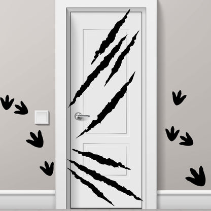 78 Pcs Dinosaur Footprints Floor Decals Black Ripped Scratches Vinyl Sticker Removable Dinosaur Wall Decals Peel and Stick Track Stickers Scratches Tracks Wall Decorative
