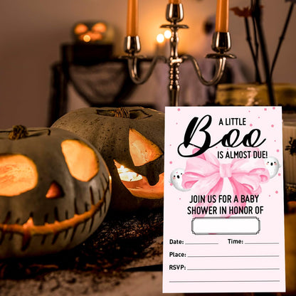 Halloween Baby Shower Girl Invitation Set of 20, 4"x6" Pink Invites Card