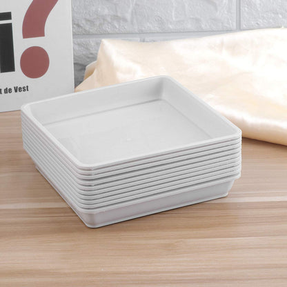Yardwe 10Pcs Square Plant Saucers, Plastic Drip Tray for Potted Plants, Indoor & Outdoor Flower Pot Water Catcher, 5.9 X 5.9 X 0.9 Inch, White