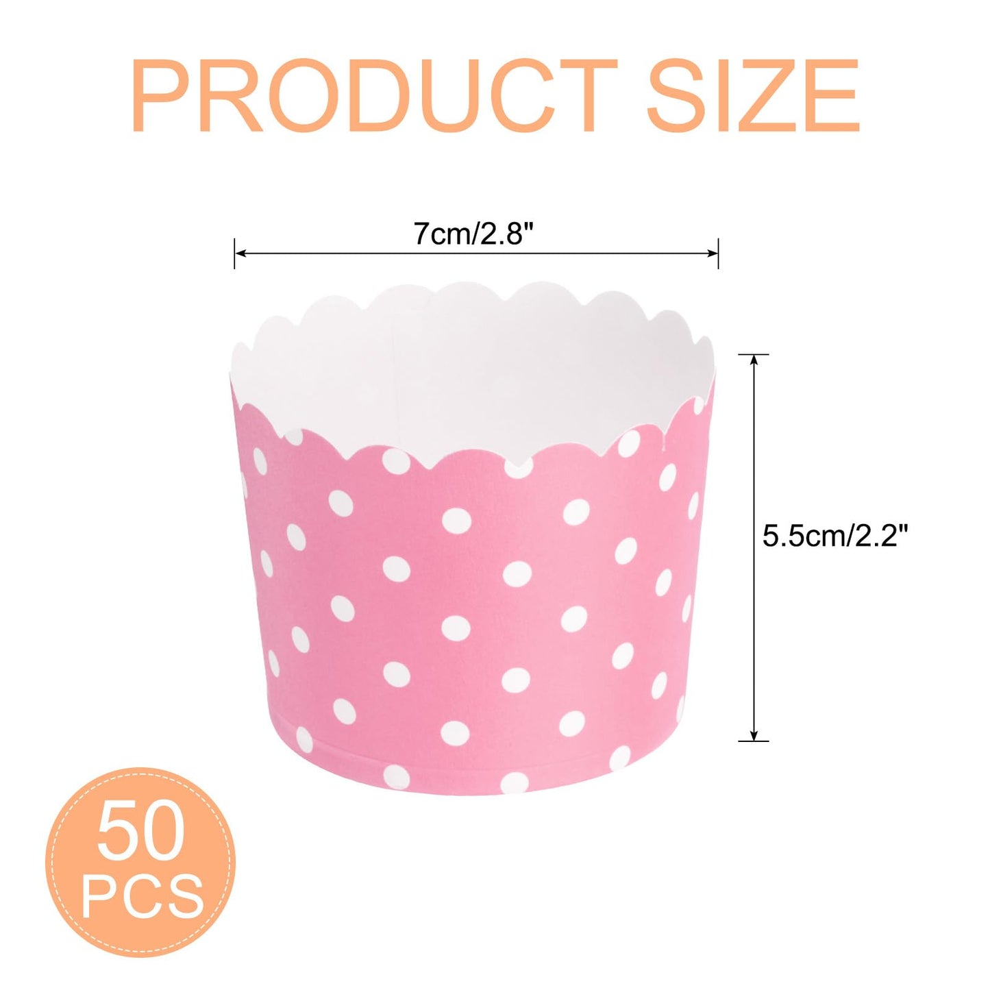 uxcell 50pcs Cupcake Wrappers for Wedding, Paper Baking Cups and Muffins Liners for Birthday Wedding Party Supplies (Pink, Polka Dots & Stripe)
