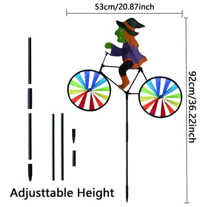 2 Pack 20 Inches Halloween Witch & Ghost Bike Spinner Decorations Pinwheels with Stakes Windmill Wind Spinners Outdoor for Yard Garden Lawn, Large Pin Wheels Halloween Accessories Gifts