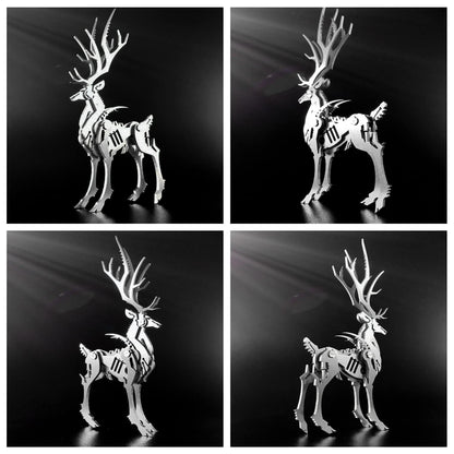 3D Metal Model Kits, Mechanical Larger Elk 3D Metal Puzzle,Steel Mythology Animal Series DIY Brain Teasers Simple 3D Puzzles Home Decor Art Craft Gifts Toys for Adult