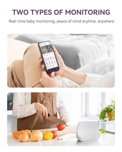 comfyer Smart WiFi Baby Monitor - 5" 1080P Split Screen & 2K Camera App Control, Motion Alerts, Sound Detection, HD Night Vision, 5050mAh Battery, 2-Way Talk, Multi-User, Triple Security, 1600ft Range