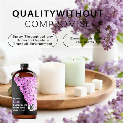 Lilac Essential Oil, Lilac Oil 16 Fl Oz 480 ML for Diffuser Humidifier Yoga Cleaning DIY Candle Soap Making Perfume Gift Essential Oils