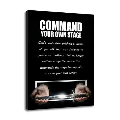 YSPCSUN Inspirational Posters For Home Office Decor Glowing Sword Wall Art Motivational Quotes Canvas Paintings Leadership Signs For Gym Masculine Room Decoration Ready To Hang 24x18 Inch