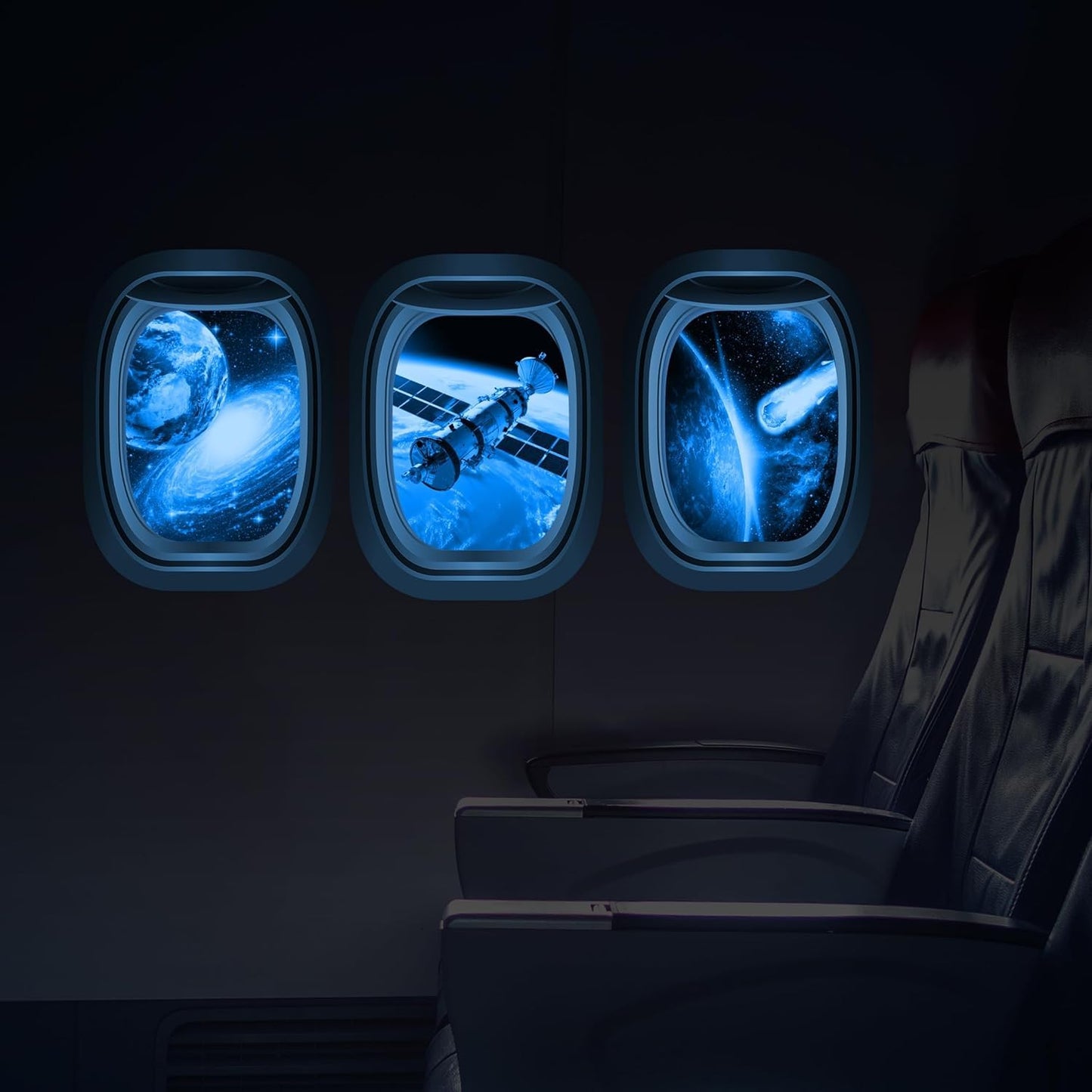 Quanhaigou Glow in The Dark 3D Space Wall Decals, Set of 3 Galaxy Window Stickers for Wall,Planet Themed Room Decor for Kids Boys