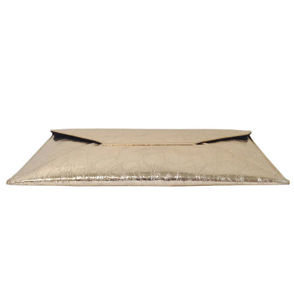 JNB Crushed Metallic Envelope Clutch – Slide & Tuck Closure,Evening Party Bag for Women, Gold