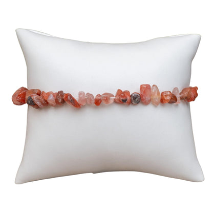 Carnelian Natural Gemstone Bracelets, Chakra Crystal Healing Chip Stretch Bracelets, Gemstone Polished Irregular Crystals, Crystal Irregular Chips Beads Stretch Bracelets (Carnelian)