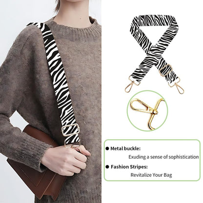 WDESYADMS Adjustable Replacement Bag Strap 55.1×2 Inch Zebra Print Wide Shoulder Crossbody Purse Strap with Metal Hooks Comfortable Lightweight Handbag Strap Replacement for Tote Messenger Bag