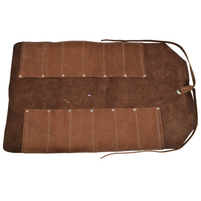Leather Tool Bag Roll Up, 12 Slot Heavy Duty Tool Roll Bag Organizer, Tool Roll Up Bag, Portable Tool Wrap Roll Bags for Travel, Durable Tool Kit Folding Tool Pouch Roll Up Mechanic Gifts for Men